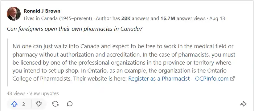 راه اندازی داروخانه در کانادا