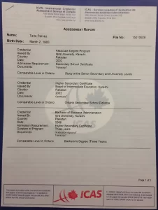 معادل سازی مدرک در ICAS